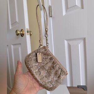 Coach Tan Signature Wristlet